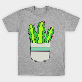 Cute Cactus Design #201: Flowering Succulent In Shabby Chic Pot T-Shirt